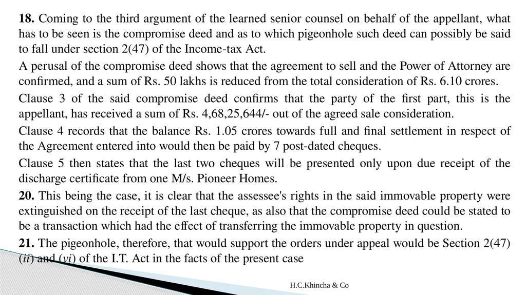 H.C.Khincha & Co ISSUES IN SECTION 45(5A), 50C AND - slide 19 of 278
