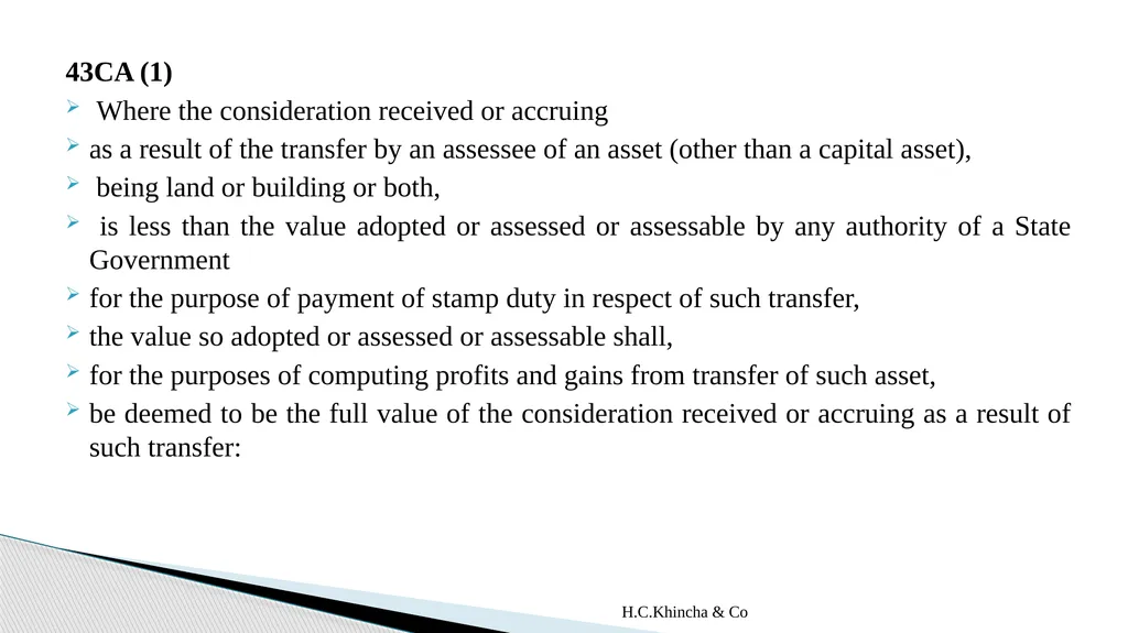 H.C.Khincha & Co ISSUES IN SECTION 45(5A), 50C AND - slide 163 of 278