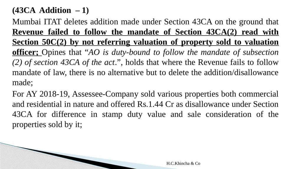 H.C.Khincha & Co ISSUES IN SECTION 45(5A), 50C AND - slide 197 of 278