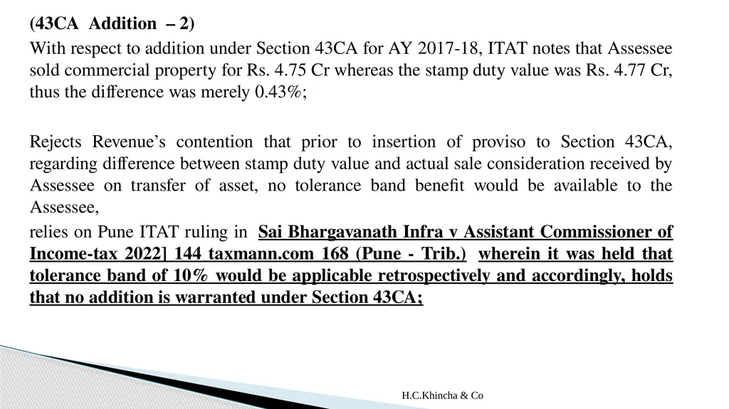 H.C.Khincha & Co ISSUES IN SECTION 45(5A), 50C AND - slide 200 of 278