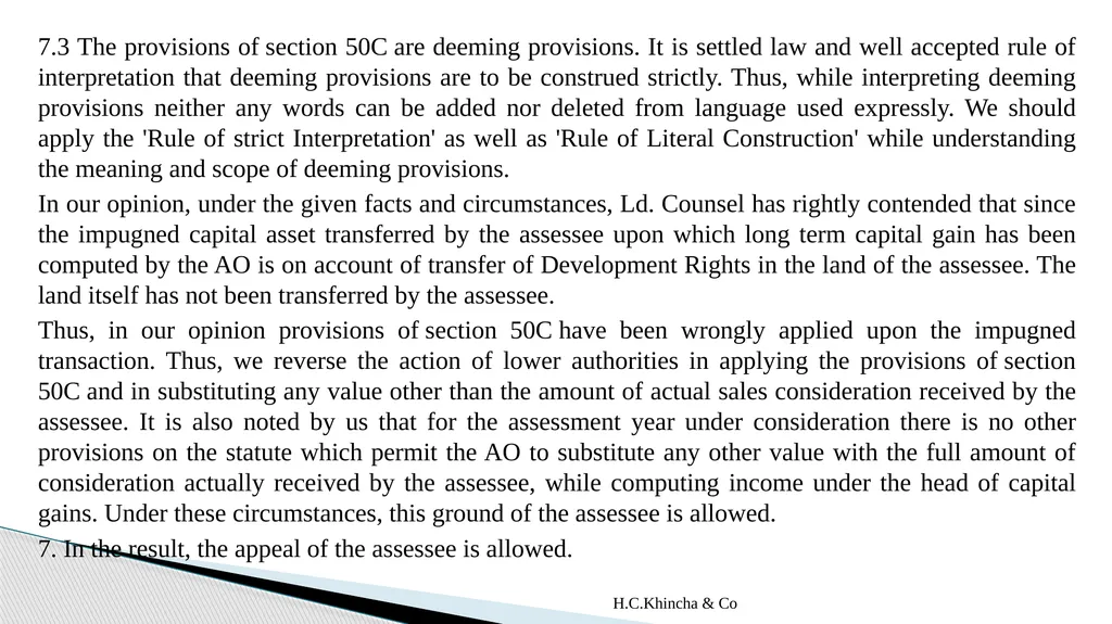H.C.Khincha & Co ISSUES IN SECTION 45(5A), 50C AND - slide 91 of 278