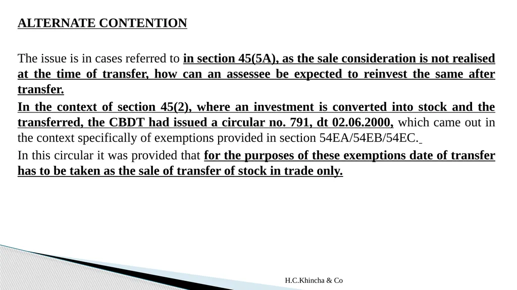 H.C.Khincha & Co ISSUES IN SECTION 45(5A), 50C AND - slide 55 of 278