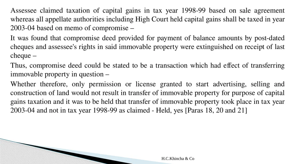 H.C.Khincha & Co ISSUES IN SECTION 45(5A), 50C AND - slide 18 of 278