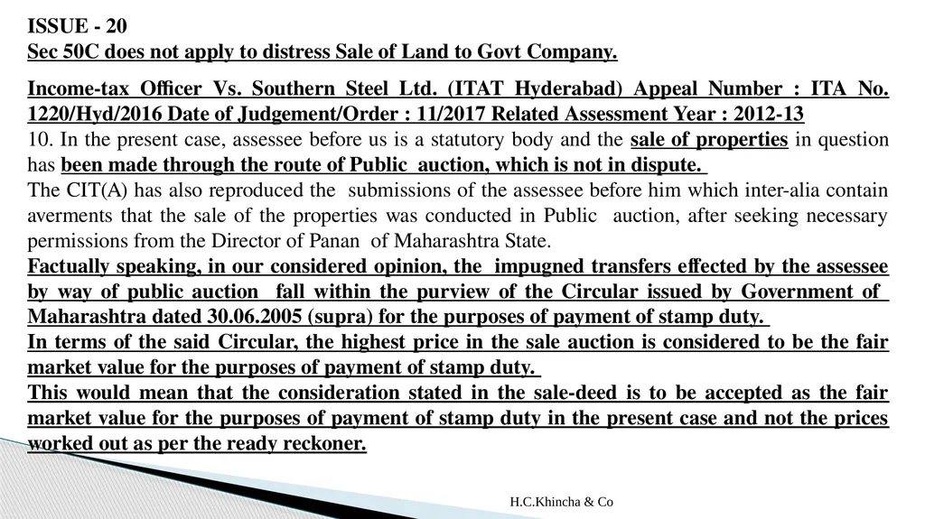 H.C.Khincha & Co ISSUES IN SECTION 45(5A), 50C AND - slide 153 of 278
