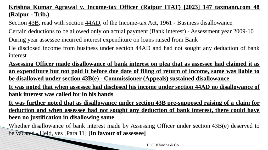 H.C.Khincha & Co ISSUES IN SECTION 45(5A), 50C AND - slide 264 of 278