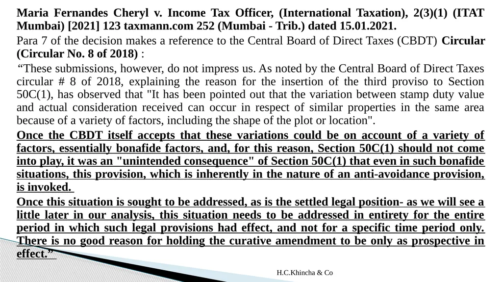 H.C.Khincha & Co ISSUES IN SECTION 45(5A), 50C AND - slide 114 of 278