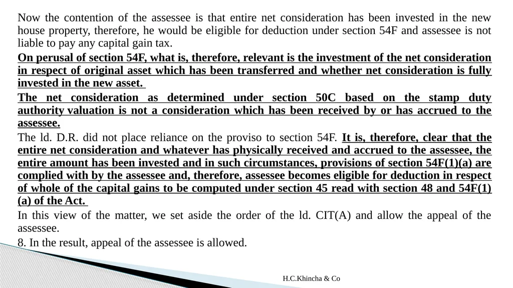 H.C.Khincha & Co ISSUES IN SECTION 45(5A), 50C AND - slide 104 of 278