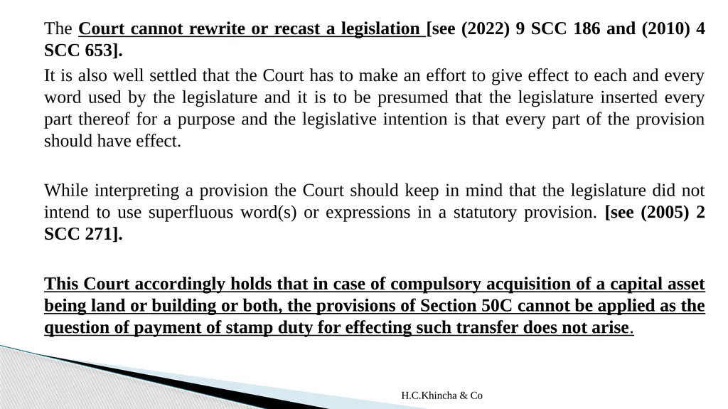 H.C.Khincha & Co ISSUES IN SECTION 45(5A), 50C AND - slide 123 of 278