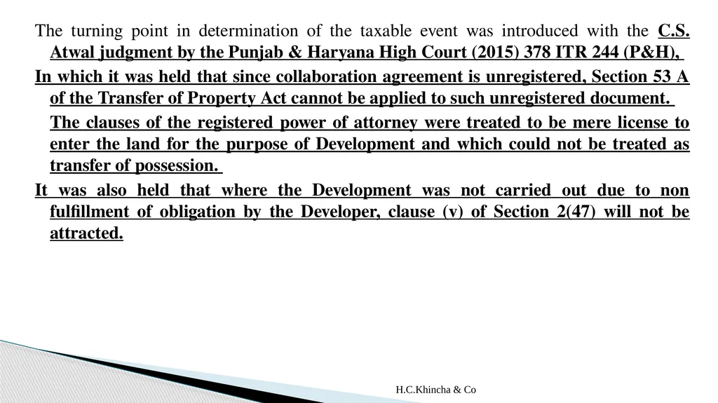 H.C.Khincha & Co ISSUES IN SECTION 45(5A), 50C AND - slide 11 of 278