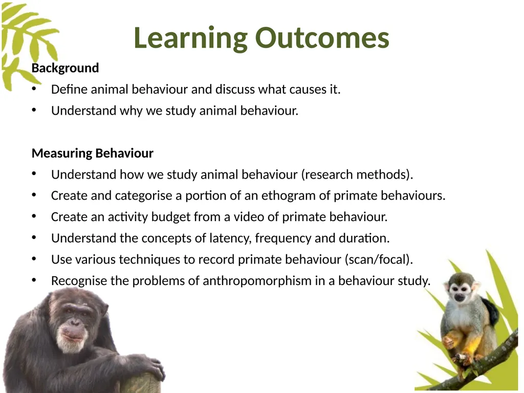 Measuring Behaviour Learning Outcomes Background - slide 2 of 43