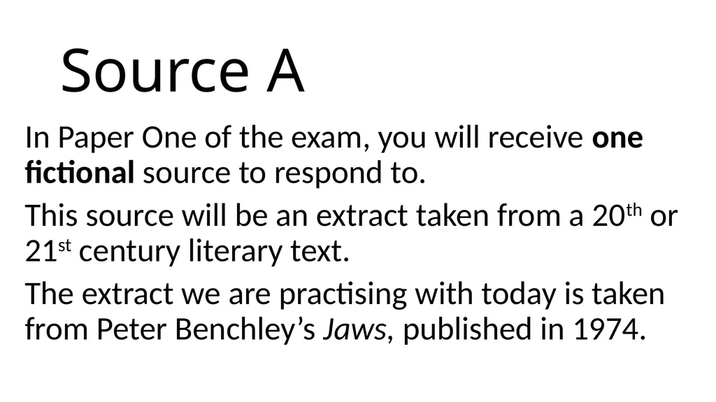 Jaws AQA English Language Paper One Practice - slide 2 of 24