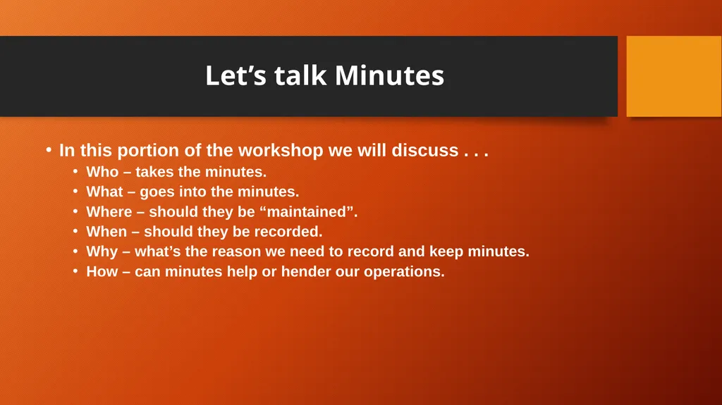 Minutes Everything you never wanted to know. What - slide 9 of 32