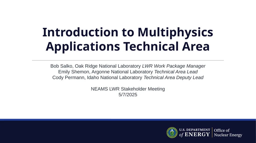 Introduction to Multiphysics Applications - slide 1 of 5