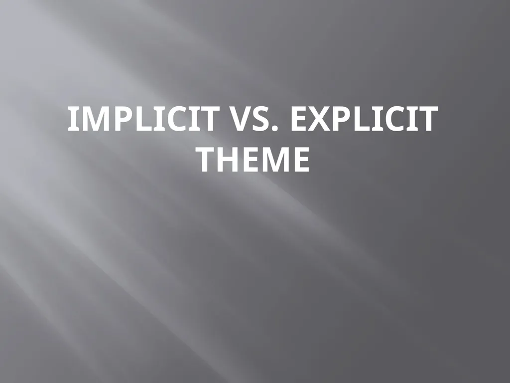 Implicit vs. Explicit Theme Quick Review of Theme - slide 1 of 12