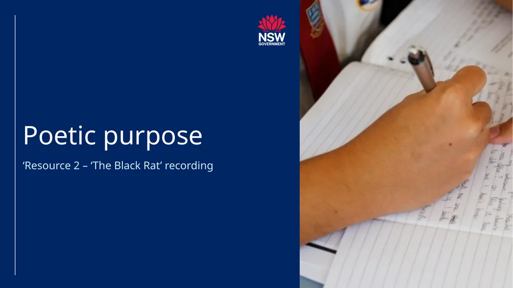 Poetic purpose ‘Resource 2 – ‘The Black Rat’ - slide 1 of 11