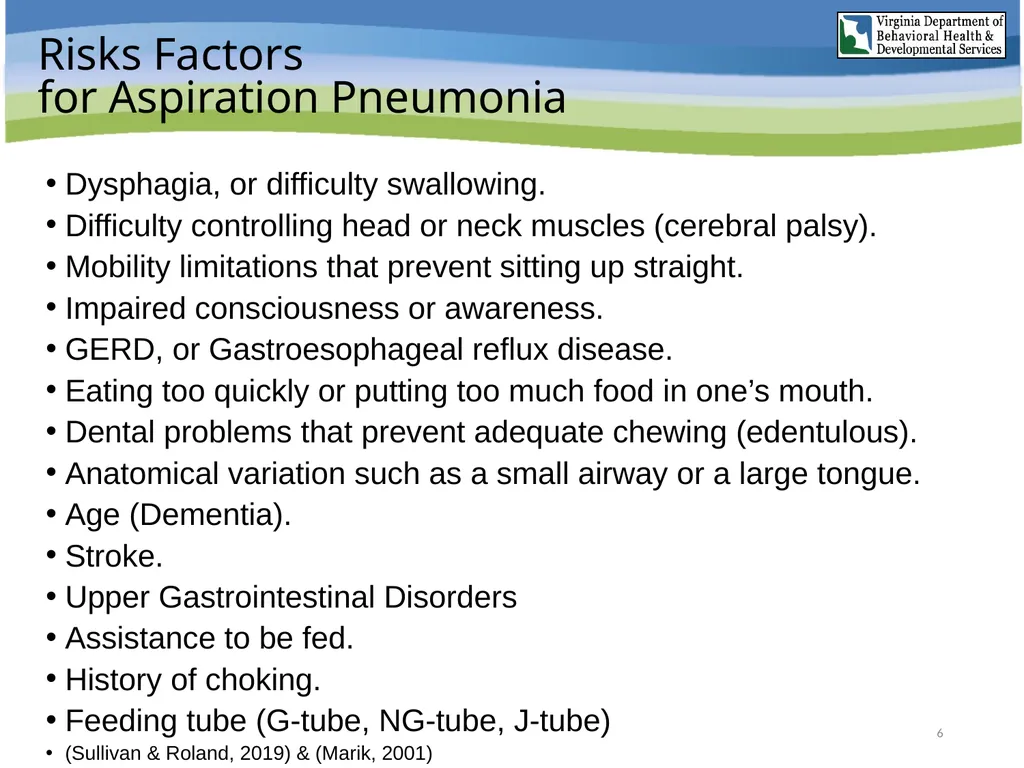 Aspiration Pneumonia Risk Awareness Training (RAT) - slide 6 of 26