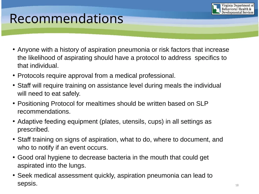 Aspiration Pneumonia Risk Awareness Training (RAT) - slide 18 of 26