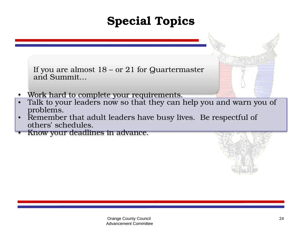 Eagle - Summit - Quartermaster Project Seminar - slide 24 of 26