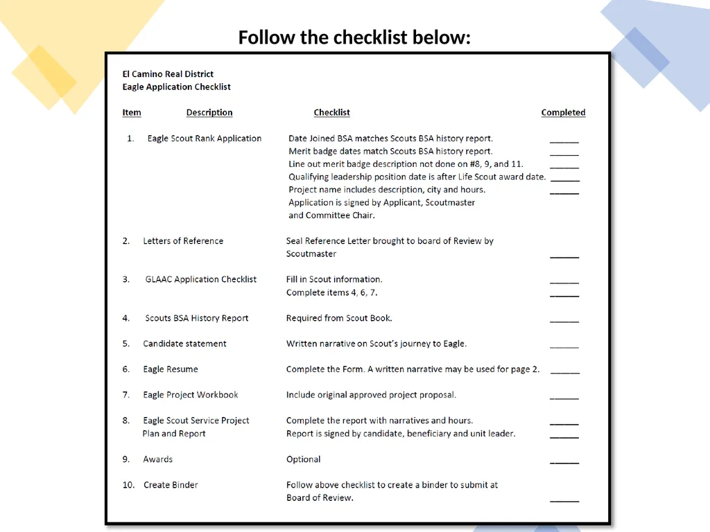 Follow the checklist below: Ensure this box is - slide 1 of 12