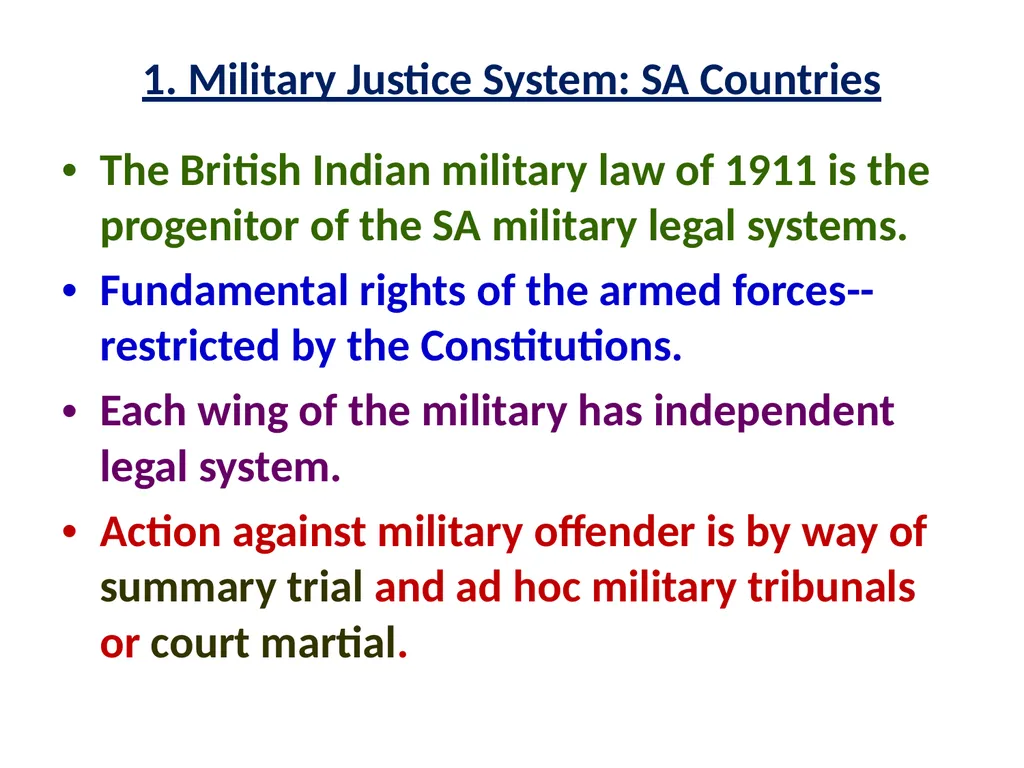 Military Justice South Asian Countries 24 Nov 2014 - slide 8 of 50