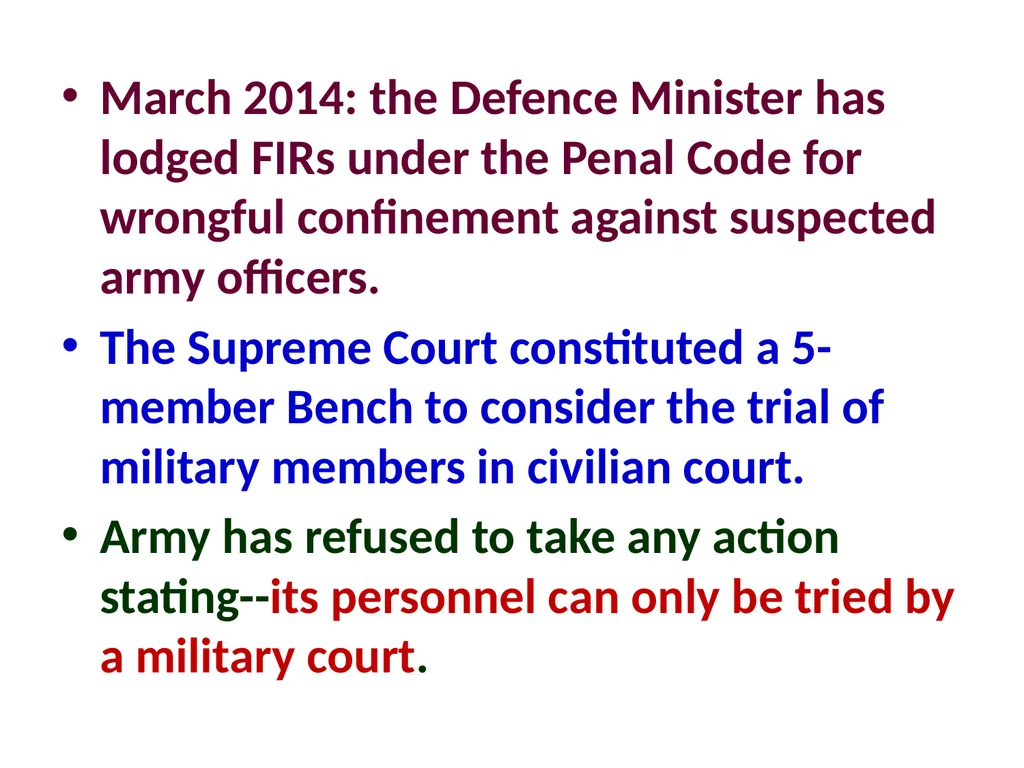 Military Justice South Asian Countries 24 Nov 2014 - slide 42 of 50