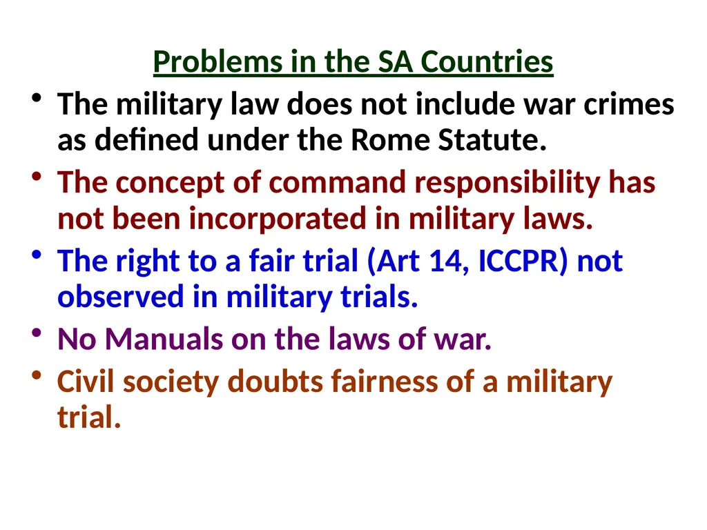 Military Justice South Asian Countries 24 Nov 2014 - slide 45 of 50