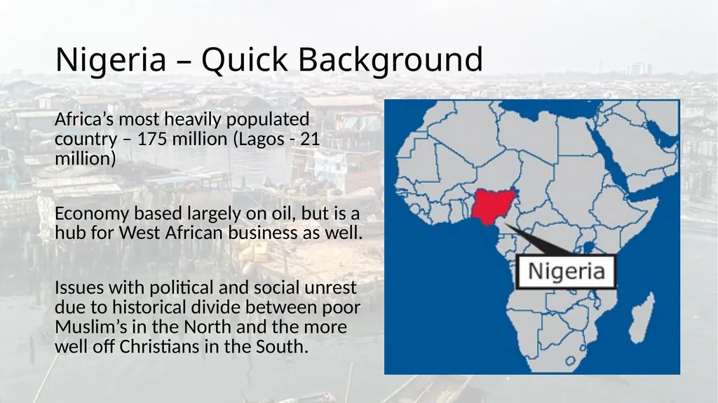 Urbanization on Steroids! Lagos, Nigeria Nigeria – - slide 2 of 9