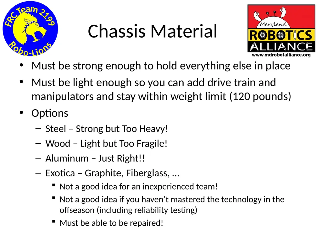Chassis / Drive Train 101 Tom Milnes Team 2199 - slide 9 of 87