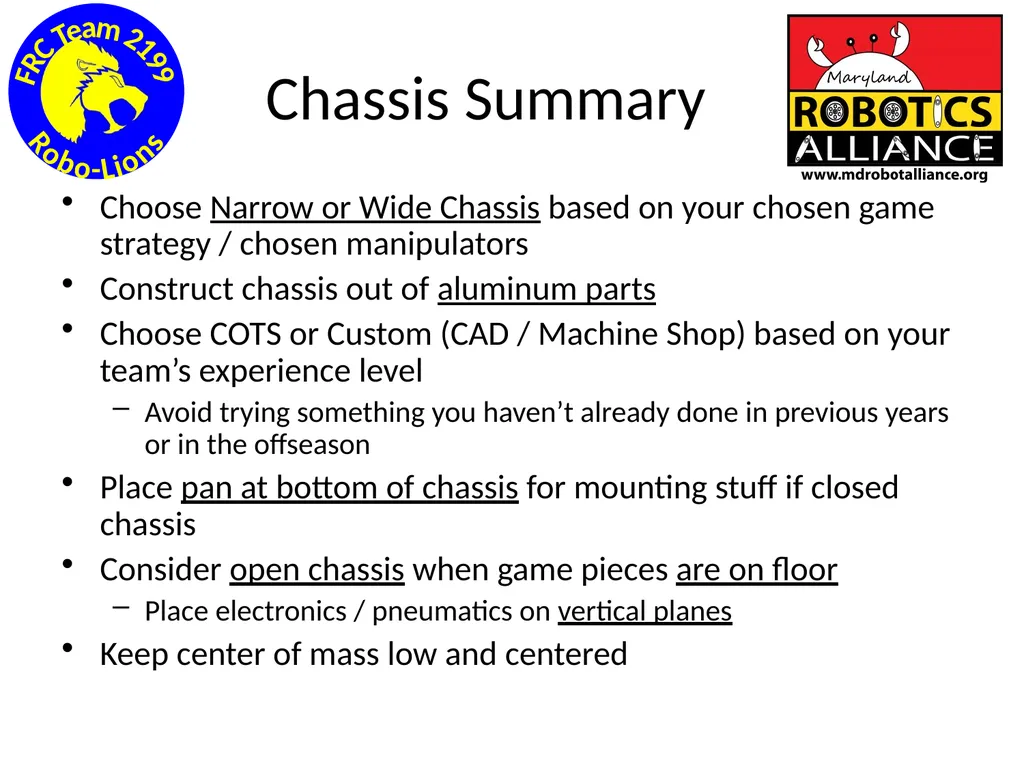 Chassis / Drive Train 101 Tom Milnes Team 2199 - slide 31 of 87