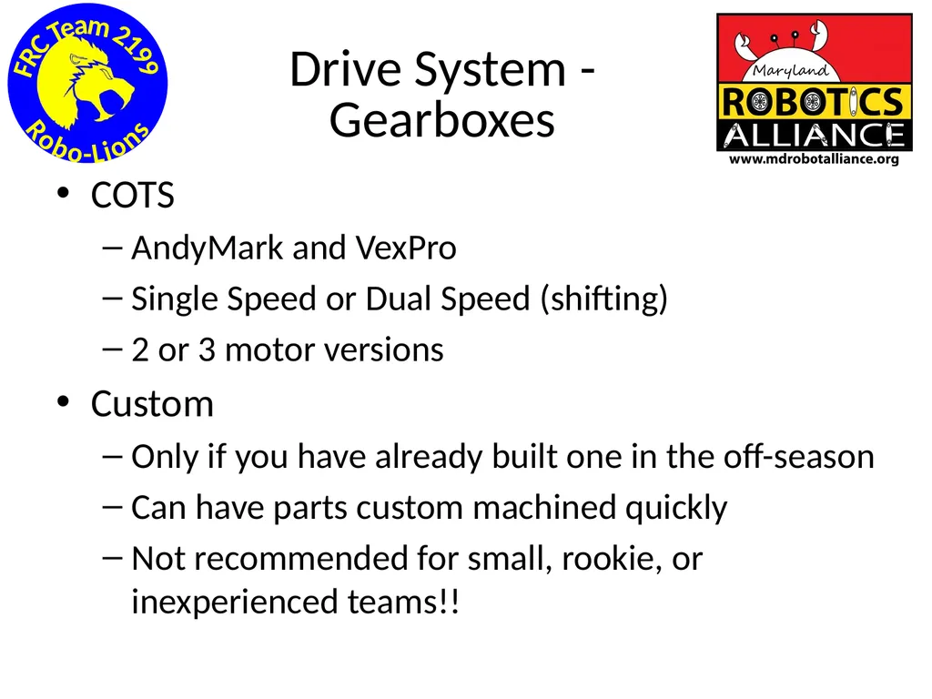 Chassis / Drive Train 101 Tom Milnes Team 2199 - slide 35 of 87