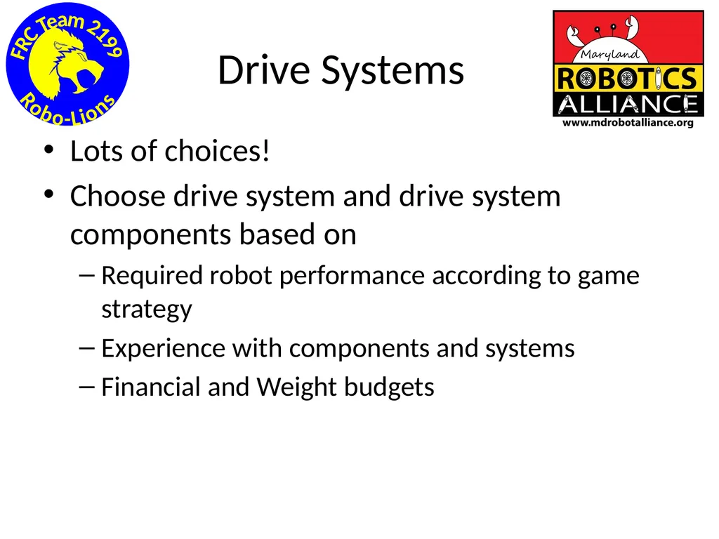 Chassis / Drive Train 101 Tom Milnes Team 2199 - slide 87 of 87