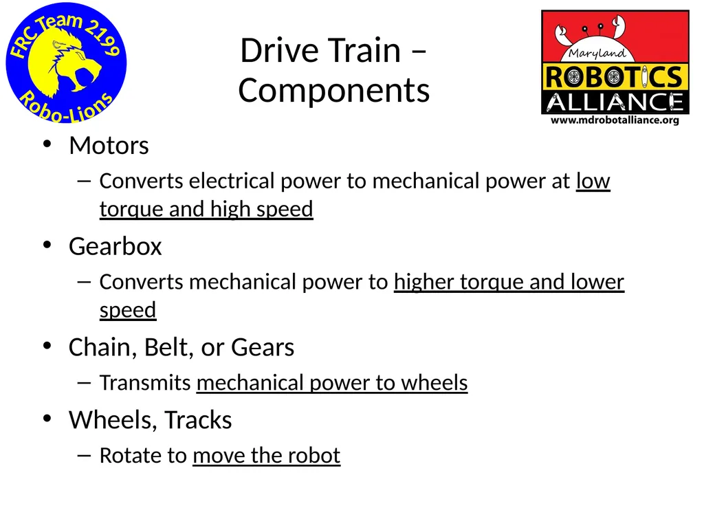 Chassis / Drive Train 101 Tom Milnes Team 2199 - slide 33 of 87