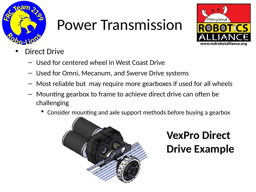 Chassis / Drive Train 101 Tom Milnes Team 2199 - slide 53 of 87