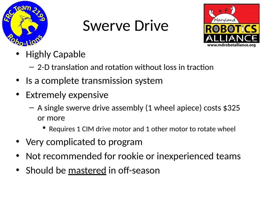 Chassis / Drive Train 101 Tom Milnes Team 2199 - slide 84 of 87