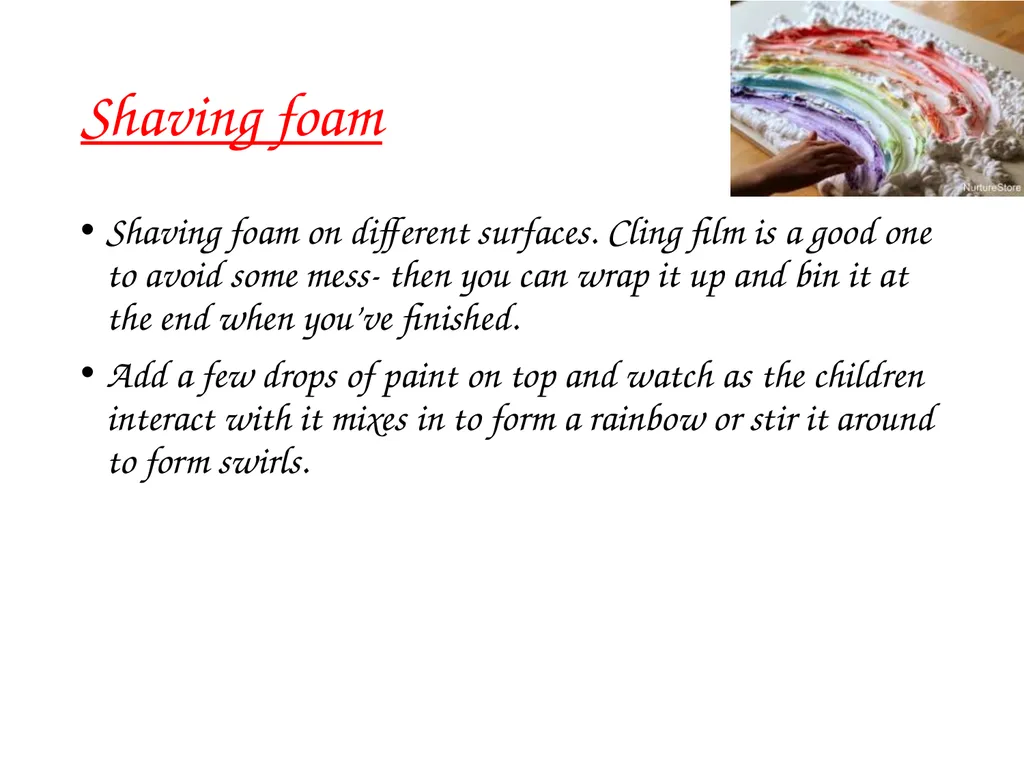 Sensory exploration and play activities Messy play - slide 11 of 16