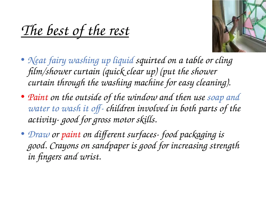 Sensory exploration and play activities Messy play - slide 16 of 16