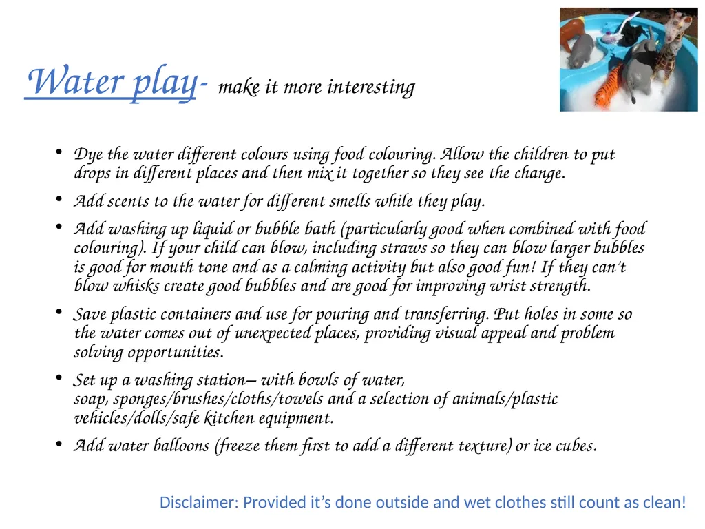 Sensory exploration and play activities Messy play - slide 6 of 16