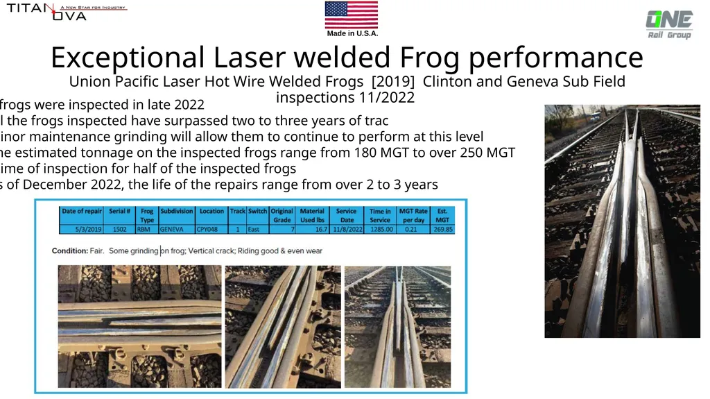 Laser Cladding for repair for frogs and crossing - slide 4 of 6