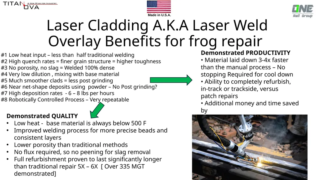 Laser Cladding for repair for frogs and crossing - slide 3 of 6