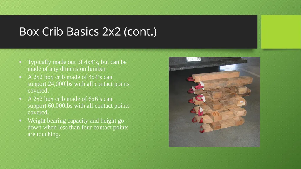 Basic Cribbing Objectives Definition of terms used - slide 11 of 30