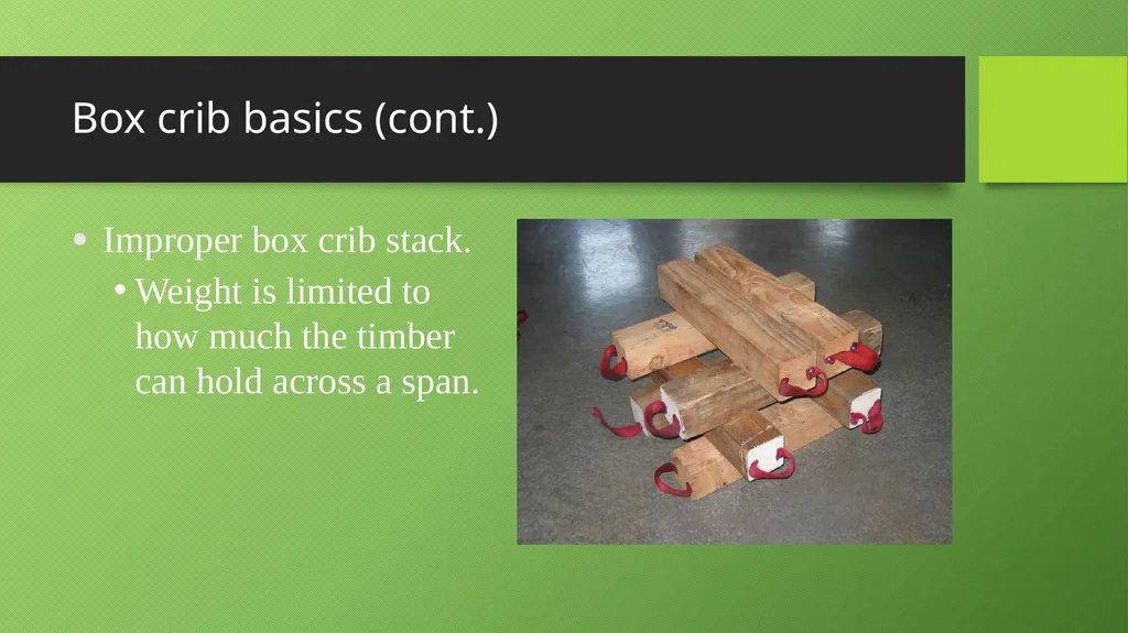 Basic Cribbing Objectives Definition of terms used - slide 14 of 30