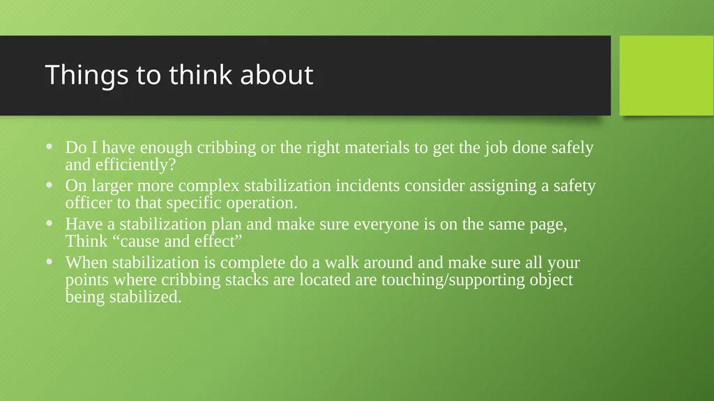 Basic Cribbing Objectives Definition of terms used - slide 6 of 30
