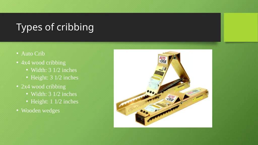 Basic Cribbing Objectives Definition of terms used - slide 8 of 30