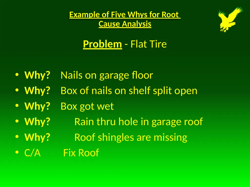 Determining the Root Cause and Corrective Action - slide 11 of 22