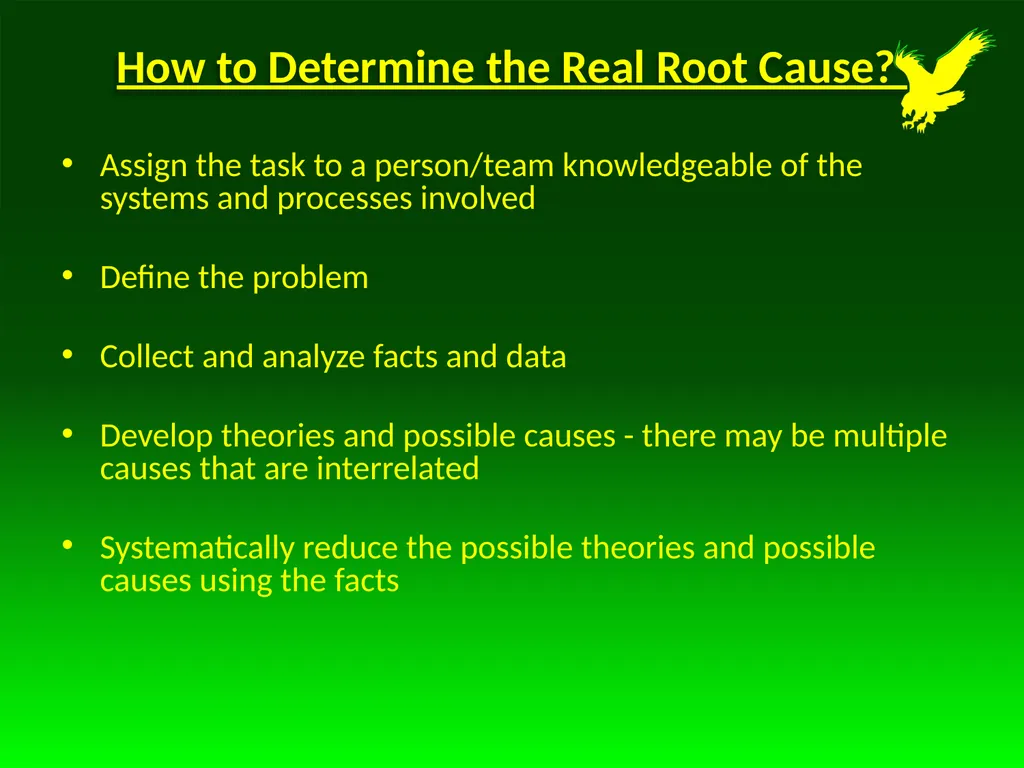 Determining the Root Cause and Corrective Action - slide 8 of 22