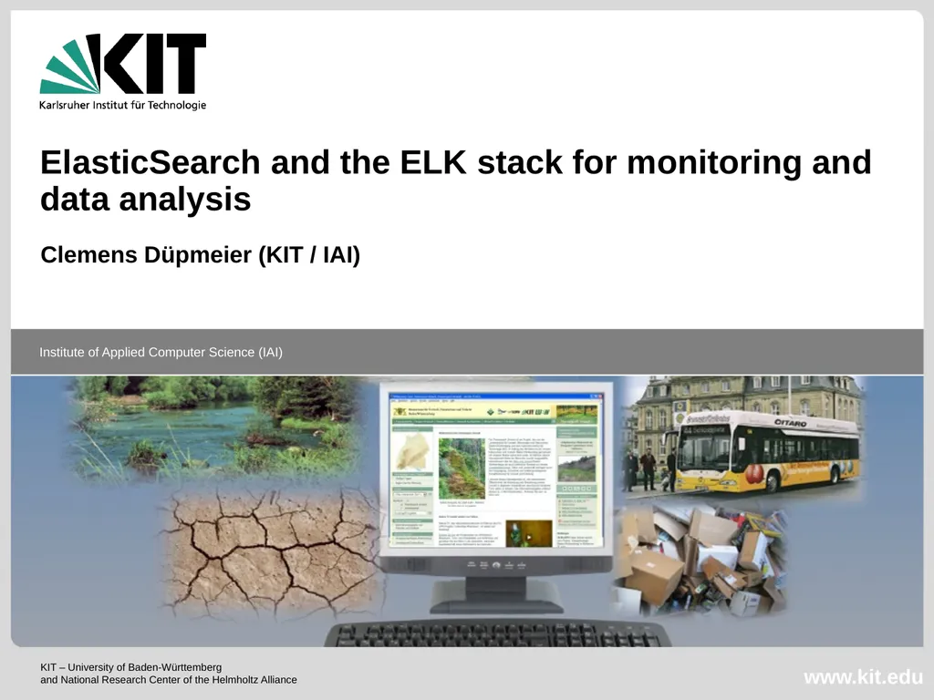 ElasticSearch and the ELK stack for monitoring and - slide 1 of 46