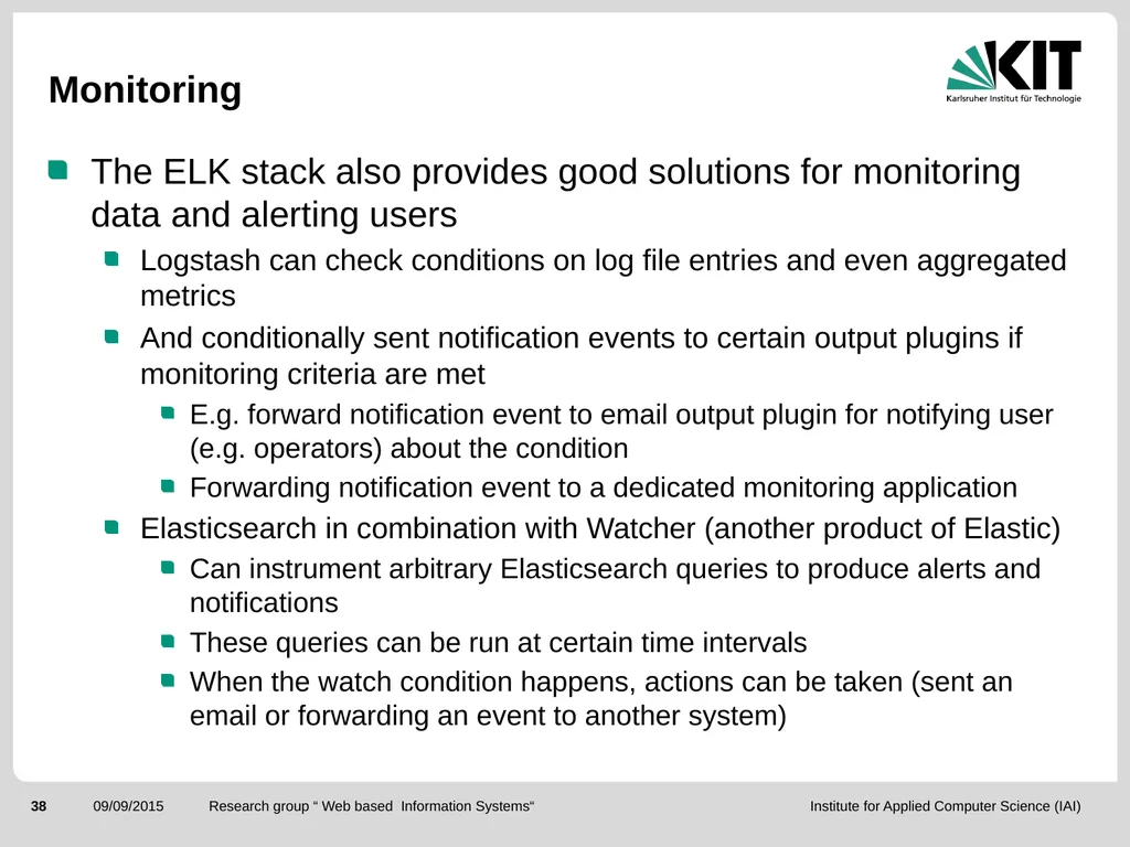 ElasticSearch and the ELK stack for monitoring and - slide 38 of 46