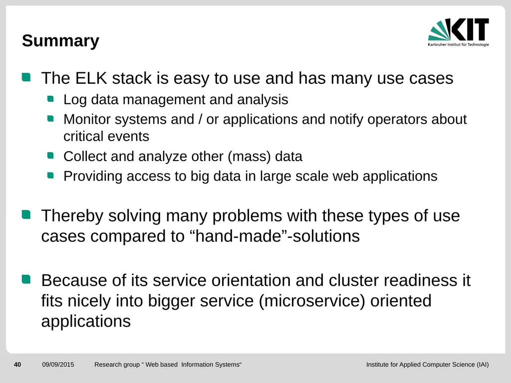 ElasticSearch and the ELK stack for monitoring and - slide 40 of 46