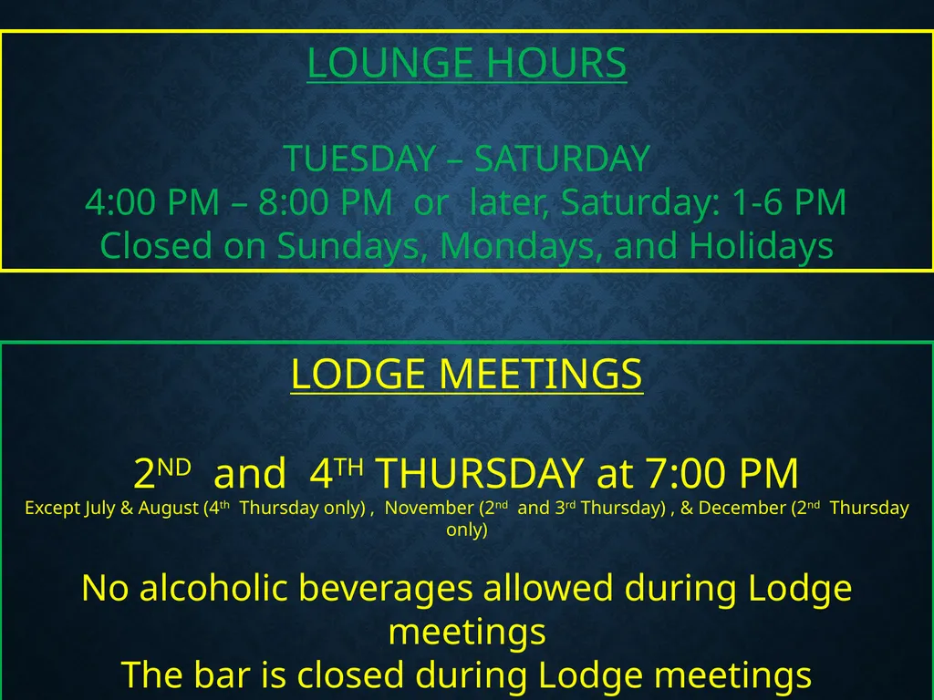 WELCOME ___ LODGE #____ TO THE BEGINNINGS Founded - slide 34 of 39