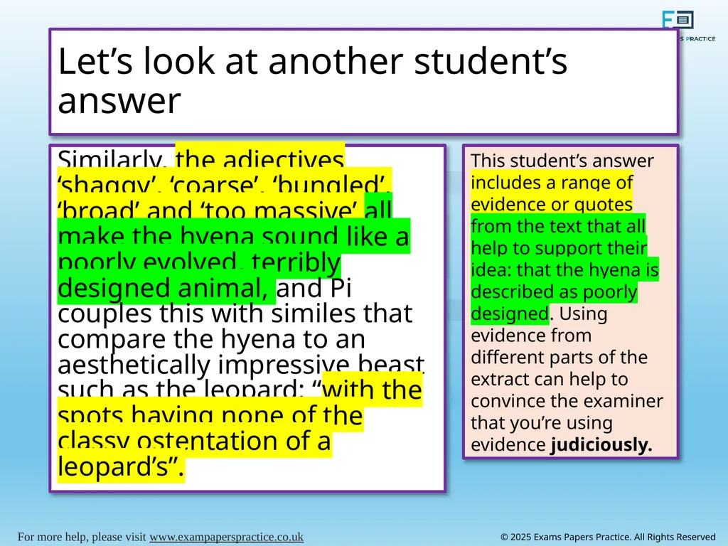 English Language Paper 1 – Q2: Improving Language - slide 8 of 17